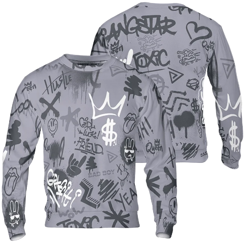 Modern Unisex Streetwear Outfits Timeless Elegance Redefined NastyJamz Stealth 14s Sweatshirt Match Graffiti King Doodle Style All-Over Print